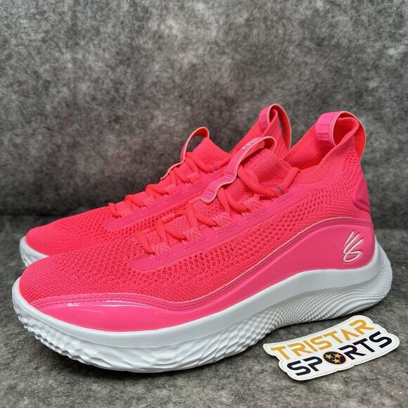 Under Armour Curry 8 NM Basketball Shoes Mens Sz 9 Pink White Steph Curry - Picture 1 of 8